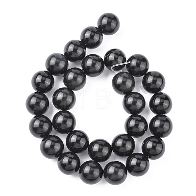 Natural Obsidian Beads Strands X-G-G099-14mm-24-1