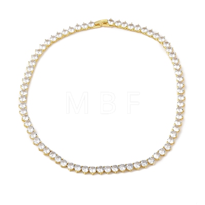 Rack Plating Brass Clear Cubic Zirconia Cup Chain Necklaces NJEW-Q348-02G-1