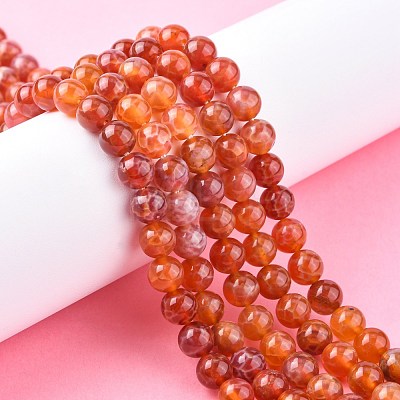 Natural Fire Crackle Agate Beads Strands G-G212-8mm-10-1