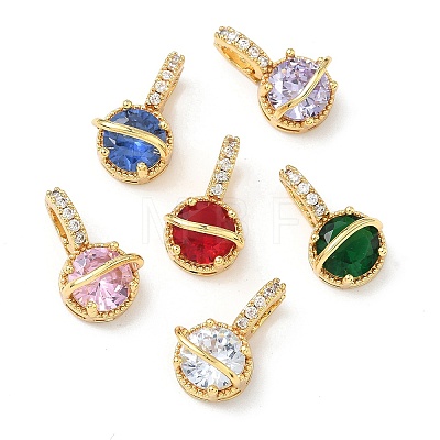 Brass Micro Pave Cubic Zirconia Pendants KK-Z139-04G-1