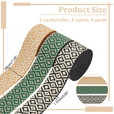 WADORN 6 Yards 3 Colors Polyester Ribbon OCOR-WR0001-29-1