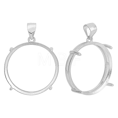 2Pcs 925 Sterling Silver Pendant Cabochon Settings STER-PH0003-98-1