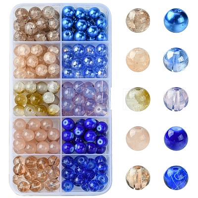 10 Colors Crackle & Baking Painted & Imitation Jade Glass Beads DGLA-YW0001-24B-1