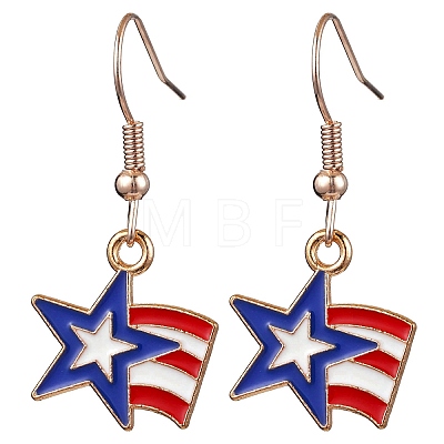 Star Alloy Enamel Pendant Dangle Earrings EJEW-JE06095-1