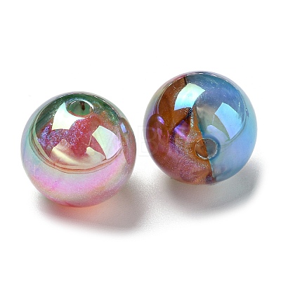 UV Plating Rainbow Iridescent Opaque Acrylic Beads MACR-D081-14-1