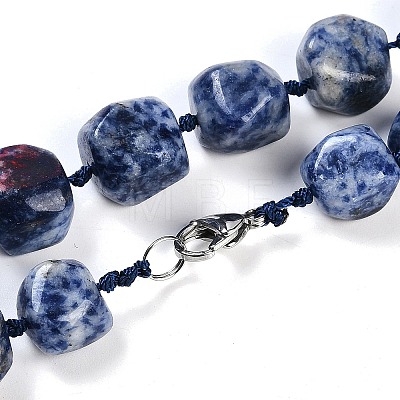 Natural Blue Spot Jasper Nuggets Beaded Necklaces for Women Men NJEW-K388-01M-1