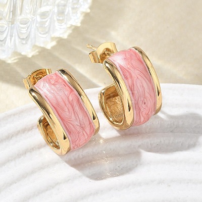304 Stainless Steel Enamel Stud Earrings SA-CBA2696-35G-1