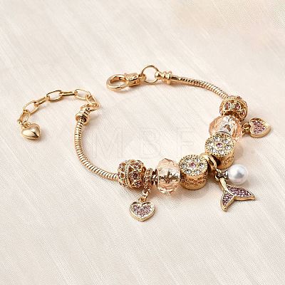 Alloy European Beads Charm Bracelets BJEW-F495-10G-1