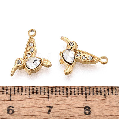 304 Stainless Steel Rhinestone Charms STAS-N110-45G-1
