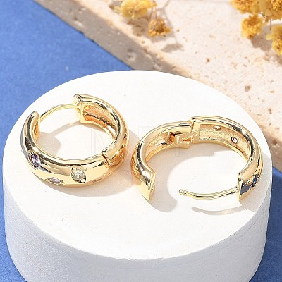 Brass Micro Pave Cubic Zirconia Hoop Earrings LS-EJEW-H152-01A-G-1