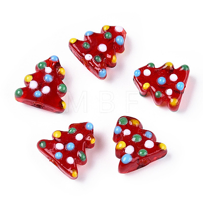 Christmas Theme Handmade Lampwork Bumpy Beads LAMP-G142-06-M-1