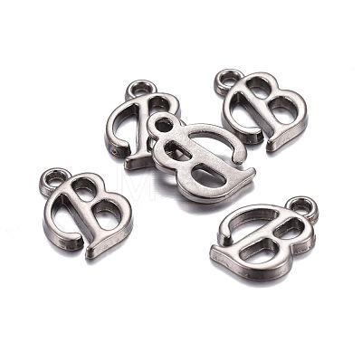 Gunmetal Plated Alloy Letter Pendants PALLOY-J718-01B-B-1