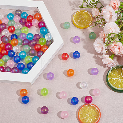 GOMAKERER 96Pcs 16 Colors Spray Painted Acrylic Beads OACR-GO0001-01-1