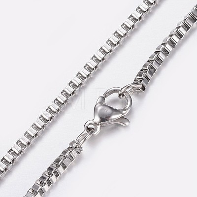201 Stainless Steel Box Chain Necklaces NJEW-I205-20P-2MM-1