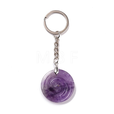 Natural Amethyst Vortex Pendant Keychain KEYC-E038-01P-01-1