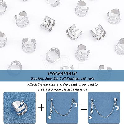 Unicraftale 50Pcs 304 Stainless Steel Ear Cuff Findings STAS-UN0037-24-1