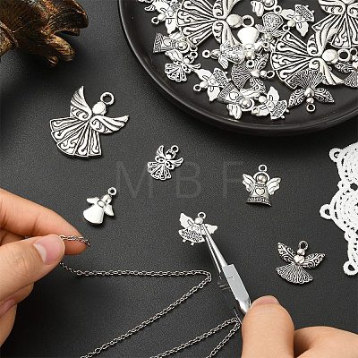30Pcs 6 Styles Tibetan Style Alloy Pendants TIBEP-YW0012-41-1