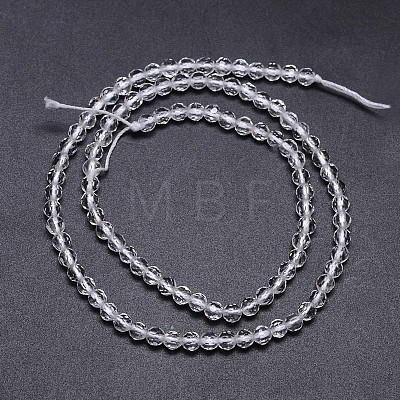 Faceted Round Natural Quartz Crystal Beads Strands G-L411-30-4mm-1