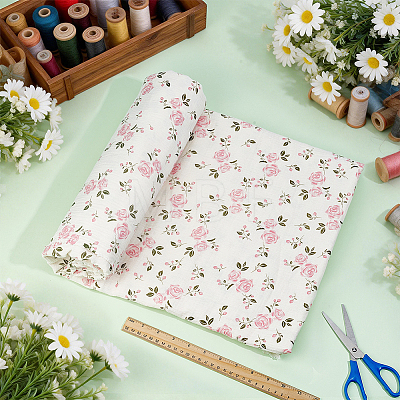 Flower Pattern Cotton Fabric DIY-WH0504-985E-1
