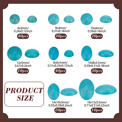 200Pcs 8 Styles Synthetic Turquoise Cabochons TURQ-PH0001-16-1