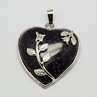 Heart Synthetic Blue Goldstone Pendants GP356-6-1