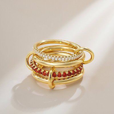 Brass Micro Pave Cubic Zirconia Finger Rings FS-WG6545E-28-1
