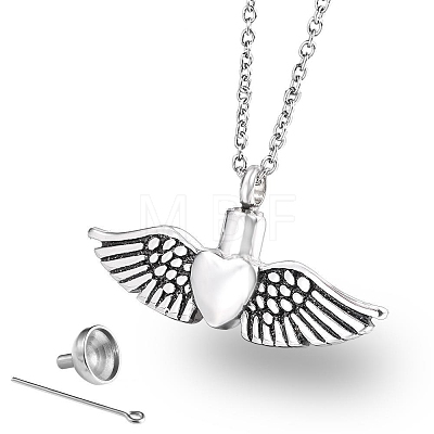 Wing with Heart Locket Pet Memorial Necklace BOTT-PW0001-107B-1