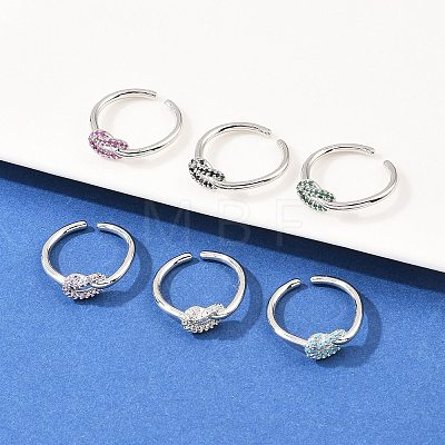 Brass Micro Pave Cubic Zirconia Finger Rings RJEW-C153-01P-1