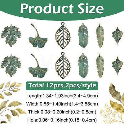 12Pcs 6 Styles Tibetan Style Alloy Pendants FIND-YW0011-52-1