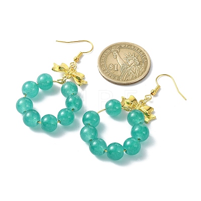 Imitation Jade Glass Beaded Ring Dangle Earrings EJEW-JE05567-03-1