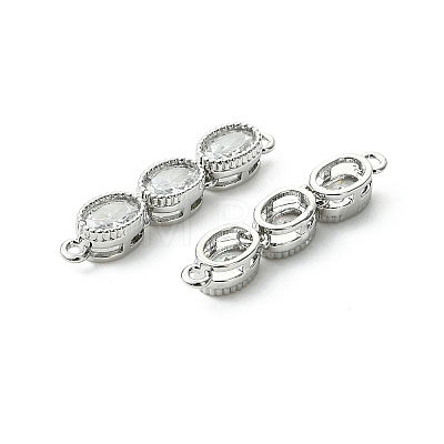 SHEGRACE Brass Pave Clear Cubic Zirconia Triple Oval Links Connector Charms XGRQ3P683-644P-1
