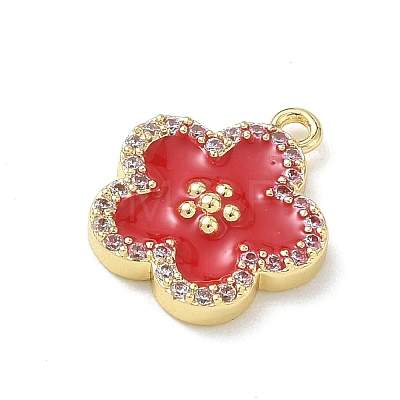 Brass Micro Pave Clear Cubic Zirconia and Enamel Pendants KK-A300-18C-1