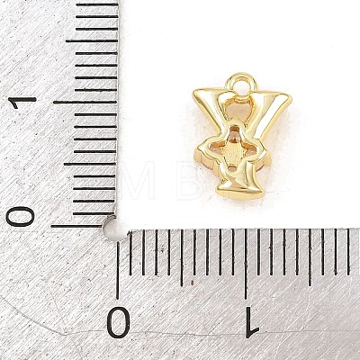 Brass Micro Pave Clear Cubic Zirconia Charms KK-Z151-18G-Y-1