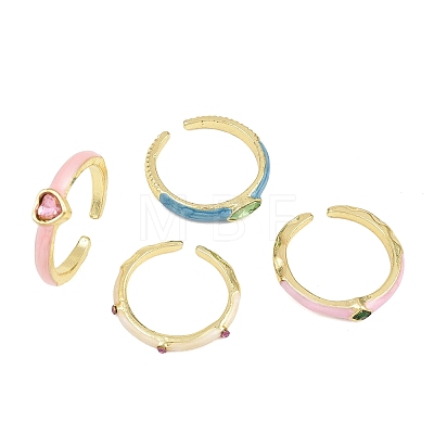 Alloy Micro Pave Cubic Zirconia Cuff Rings for Women CU-CBA3C73-01G-1