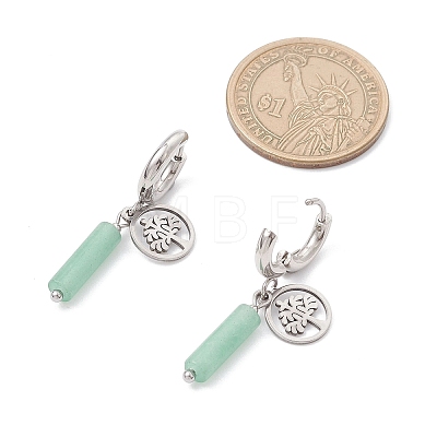 304 Stainless Steel Mixed Stone Column Hoop Earrings EJEW-JE06791-1