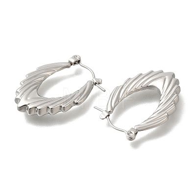 304 Stainless Steel Oval Hoop Earrings for Women EJEW-S227-70P-1