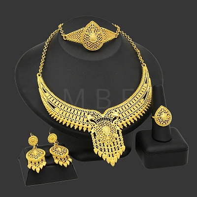 Alloy Pendant Necklaces & Stud Dangle Earrings & Rings & Link Bracelets Sets WGE4917-06-1