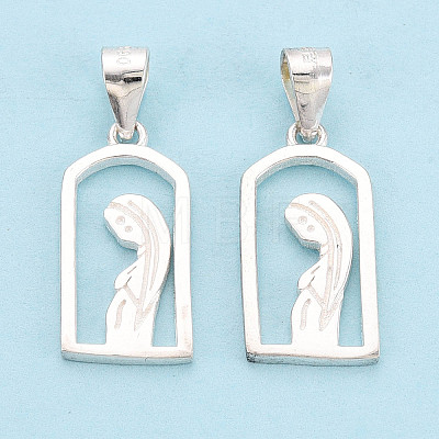 925 Sterling Silver Arch Shape with Virgin Pendants STER-N016-120S-1