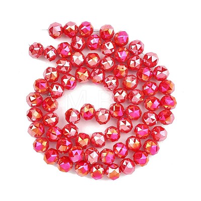 Electroplate Transparent Glass Beads Strands GLAA-H040-01G-1