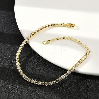 Clear Cubic Zirconia Tennis Bracelet X-BJEW-A132-02G-1