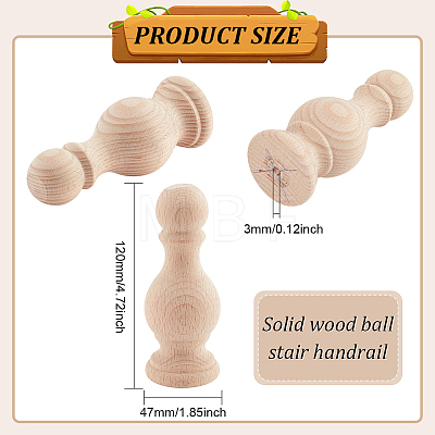 Unpainted Wooden Finials and Spindles for Crafts WOOD-WH0124-32-1