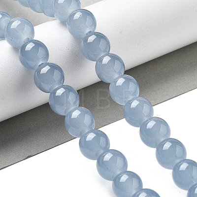 Imitation Jade Glass Round Beads Strands GLAA-A016-01D-1