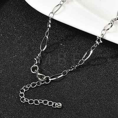 304 Stainless Steel Star Link Chain Necklaces for Women NJEW-A046-02A-P-1