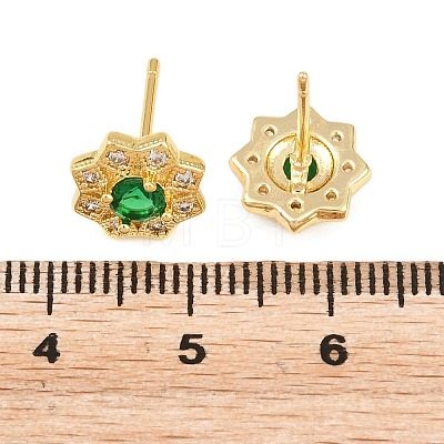 Brass Micro Pave Cubic Zirconia Stud Earrings for Women KK-A305-03G-06-1