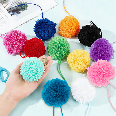 12Pcs 12 Colors DIY Craft Polyester Pom Pom Ball AJEW-CY0002-94-1