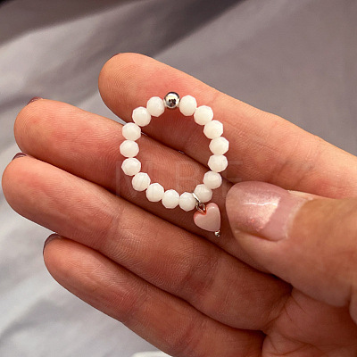 Glass with Natural Shell Finger Rings FS-WG996D5-01-1