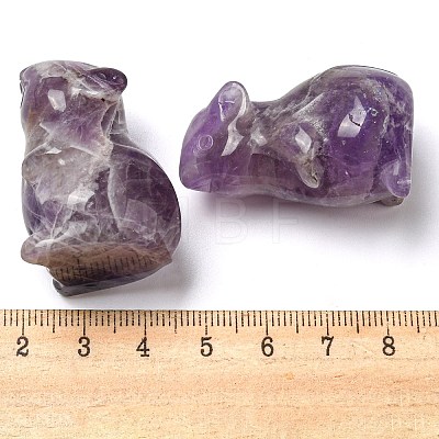 Natural Amethyst Carved Healing Mouse Figurines DJEW-D012-02A-1