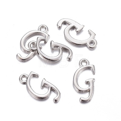 Platinum Plated Alloy Letter Pendants X-PALLOY-J718-01P-G-1