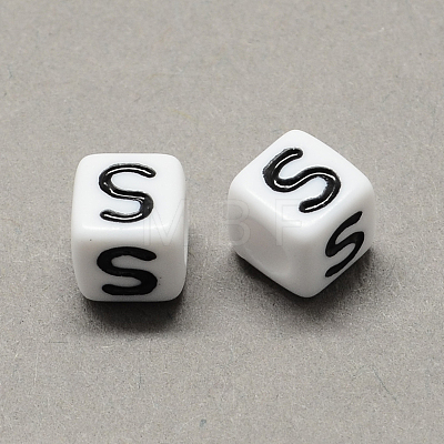 Large Hole Acrylic Letter European Beads LS-X-SACR-Q103-6mm-01S-1