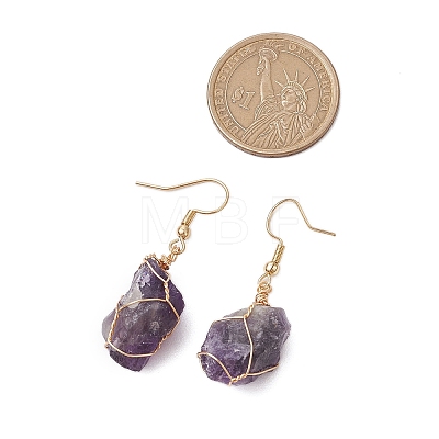 Natural Amethyst & 304 Stainless Steel Dangle Earrings for Women EJEW-JE06237-01-1